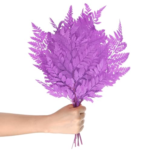 M METERXITY 10-Pack Fern, 15" Natural Dried Greenery with Stems for Wedding Garland Bouquet/Home Party/DIY Crafts Decors, Dried Plants [Violet] - color: Violet