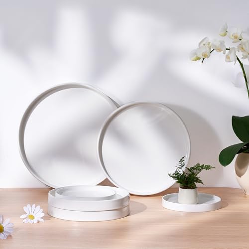 Ceramic Plant Saucer 10.5 Inch 1 Pack White, Fits Pot Base Under 10 Inch | Sturdy, Leak-Proof, Indoor Outdoor Planter Base, Plant Pot Tray Plate for Flower Pots to Catch Water Drip & Drainage - size: 10.5in 1pack