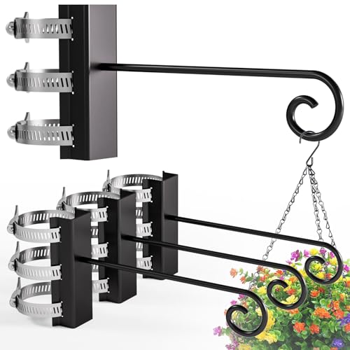 4Pcs Heavy Duty Railing Bird Feeder Hanger, Outdoor Hanging Bracket, Extended Hanger for Bird Feeders, Flower Baskets, Wind Chimes, Flower Pots, Lanterns (Posts Diameter :1.3inch-2.16inch)