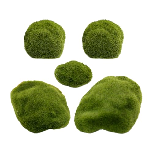 5Pcs Artificial Moss Rocks for Garden Decoration Faux Mossy Stone Landscape Props for DIY Micro Landscapes Bonsai Decor and Outdoor Adornments