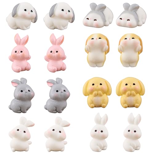 Cayway 8 PCS Fairy Garden Accessories, Mini Rabbit Set, Plastic Rabbits Miniature Resin Animals for Home Decor Fairy Garden Mini Moss Landscape Decor - color: Rabbit