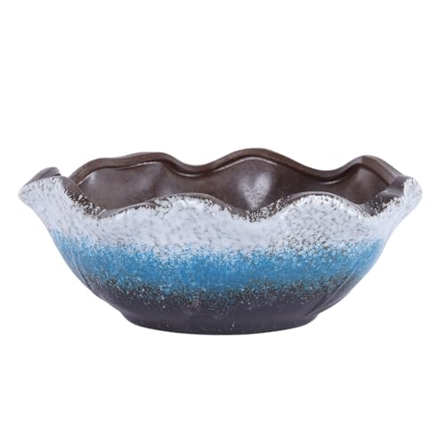 SHENGTIAN 10-Inch Blue Ceramic Lotus Planter Bowl, Succulent Pot