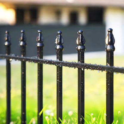 Thealyn 42" H x 12.5Ft Metal Garden Fence, Animal Barrier, 5 Panels - color: Black, size: 42″ H x 12.5 ft (5 Panels)
