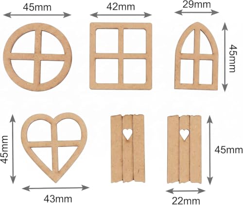 6Pcs Brown Wooden Fairy Garden Door, Blank Door Fairy House Doors and Windows Ornaments Tree Statues for Tree Trunk Yard Decoration, Miniature Gardens Buildings , Garden Sculptures and Statues