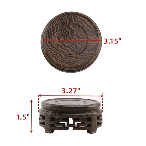 Wooden Display Stand Base 3.15" Circular Wood Carved Pedestal Oriental Style Home Decoration for Vase, Flower Pots, Teapot, Table Lamp, Fishbowl - style: Circular