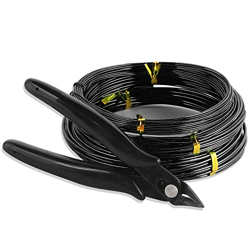 Sanlykate Bonsai Wire Tool Kit with Cutter, 3 Roll Tree Training Wires 98 Feet Total, 1.0mm, 1.5mm, 2.0mm Anodized Aluminum Wire Set, Hold Plant Branches Trunks - Black - style: 3 Rolls Black 98 Ft, WITH Cutter
