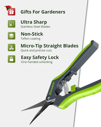 Gardening Scissors, Sharp Plant Trimming Scissors 2 Pack - size: 6.5" Straight & 8.5" Bypass