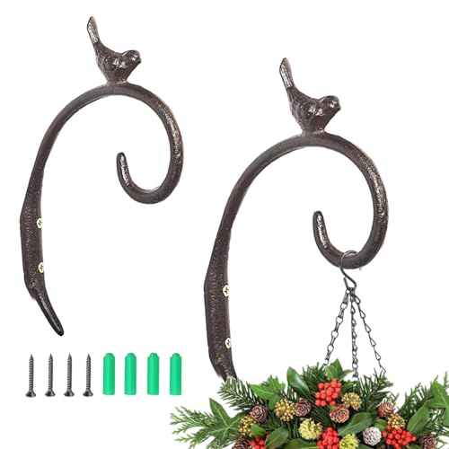 2Pcs Cast Iron Wall Hanging Plant Bracket,Bird Wall Metal Plant Hangers Cast Iron Plant Hanger Decoration for Flower Basket Bird Feeder Wind Chimes Planters