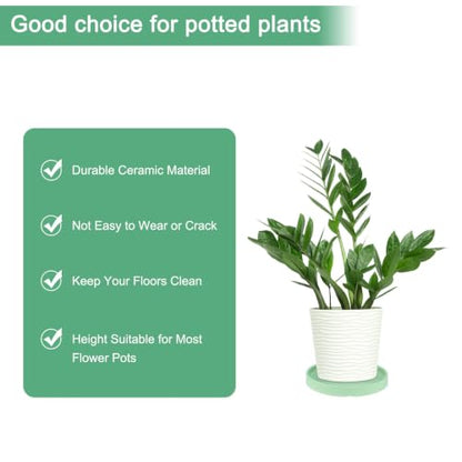 M METERXITY Ceramic Plant Saucer, 6.3 Inch Plant Water Catcher Tray, Plant Pot Saucers for Indoor/Outdoor Plants/Flower Drainage Drip Water Tray [Round Lake Blue] - color: Lake Blue