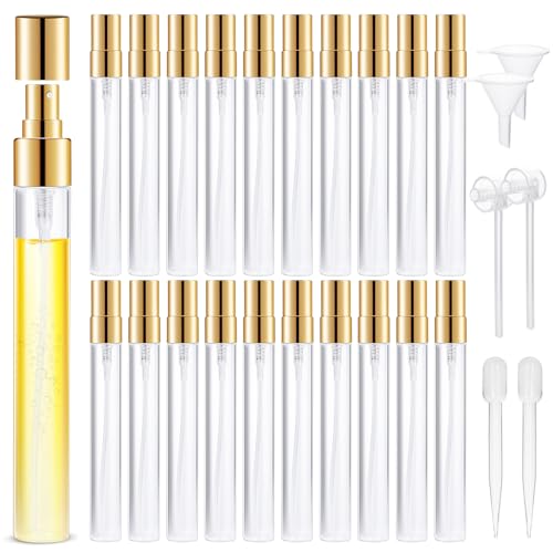 BESNEL Mini Glass Spray Bottle 20pcs 10ml Clear Perfume Spray Bottle Empty | Fine Mist Refillable Mini Perfume Spray Bottle, Perfume Atomizer, Travel Spray Bottle, Small Empty Sample Containers Portable - style: Spray Bottle10ml-20P