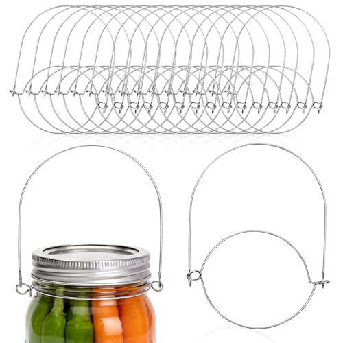 16-Pack Mason Jar Handle, Stainless Steel Jar Hanger, Tool-Free Installation Mason Jar Wire Hangers for Weddings, Parties, Home