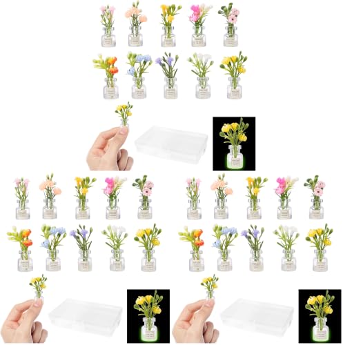 10 Pcs Miniature Mini Plant Flowers, 1:12 Tiny Small Glow in the Dark (Pack of 3) - size: 5 cm (1.97 inches) (Pack of 3)