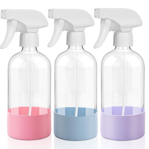Plastic Spray Bottle, 17oz Refillable Versatility Sprayer, Clear, 3 Pack | Adjustable Mist & Stream Nozzle – For Water, Hair, Cleaning, Essential Oils, Plants, BBQ & DIY Spraying - color: Pink + Light Blue + Purple, size: 3 Pack/500ml