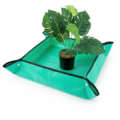 2 Pack Green Repotting Mat for Indoor, Potting Mat Plants Transplanting | 26" X 26" Foldable Potting Tray Waterproof Plant Pottings Mats Portable Gardening Tray for House Succulents Soil Mess Control