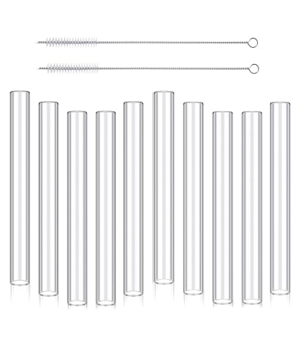 10 Pack 4 Inch Long Borosilicate Glass Blowing Tubes 10mm OD 1.5mm Thick Wall Tubing Clear Tubes For Lab Experiments DIY Projects Industrial Use with 2 Cleaning Brush