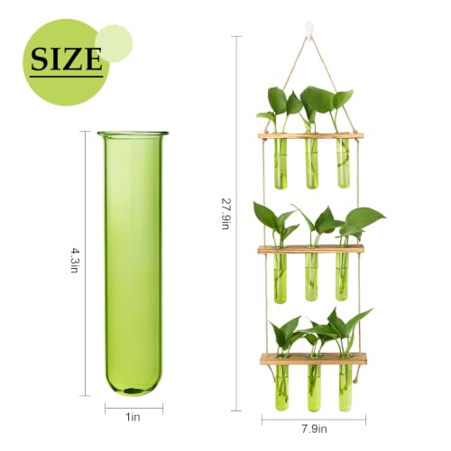 XXXFLOWER Wall Hanging Propagation Station with Wooden Stand Green - size: Green-9 Tube Vase
