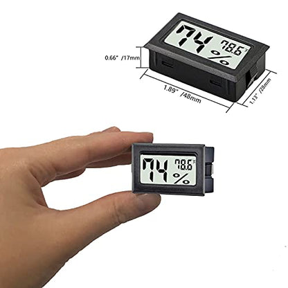 12 Pack Mini Digital Thermometer Hygrometer Indoor Temperature and Humidity Gauge Meter Monitor Fahrenheit (℉) for Humidor,Greenhouse,Reptile Tank,Home,Jars