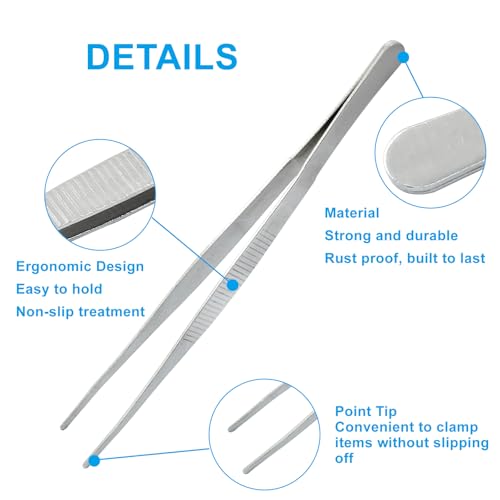 3Pcs Stainless Steel Tweezer Set (8" 10" 12") - size: 8" 10" 12" (1 Set Point Tip)