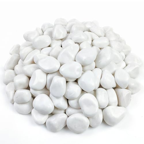 FANTIAN 20 lbs White Pebbles for Landscaping, River Rocks for Plants Indoor | White Landscape Rocks, Decorative Stones for Planters Outdoor Garden Backyard Aquarium Vase Filler and Bird Bath - color: White, size: 20 lbs, 1.5-2.5 Inch