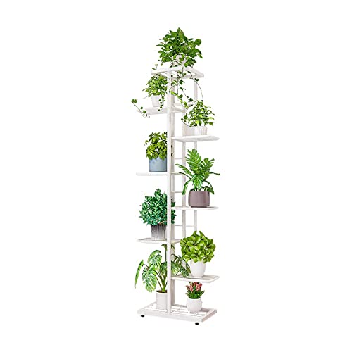 MTB Garden 8 Tier White Metal Plant Stand Indoor Outdoor Flower Pot Display Planter Shelf - color: Shiny White, size: 8 Tier