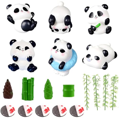 14PCS Mini Resin Panda Figurines Cute Miniature Panda Figurines for Fridge Magnets, DIY Crafts, Cake Decorating, Planter Accents, Panda Party Favors, and Home Display - style: 19PCS Resin Panda