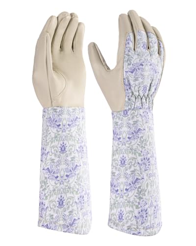 Long Gardening Gloves for Women Men, Thorn Proof Rose Pruning Gloves, Breathable Lightweight Garden Work Gloves - color: Floral