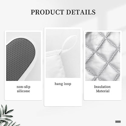 Starfish Oven Mitts and Ocean Themes Pot Holders for Heat Resistant Shells Clams Silicone Oven Mittens and Potholders Gloves Hot Pads for Kitchen Cooking Baking Grilling BBQ - color: Blue White