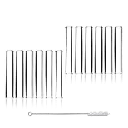 3 Inches Transparent Borosilicate Glass Tubes, 12 Pcs 10mm Diameter 1.5mm Thickness Glass Tubing with 1 Cleaning Brush for DIY Making Glass Crafts - size: 3 inches