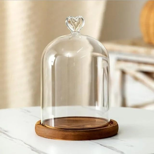 12 * 16cm Big Size Antique Base Different Top Glass Dome Vase Home Decoration Transparent Candle Cover Wedding Friend Favor Gift (1set Heart Dome Base) - color: 1set Heart Dome Base