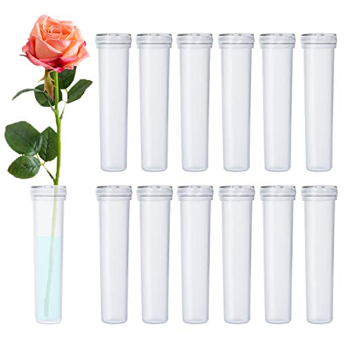 BEADNOVA Floral Water Tubes 2.8 Inch Plastic Water Tubes for Floral Flower Vials with Caps for Flower Arrangement Decoration (Clear, 20 Pcs) - color: 20pcs
