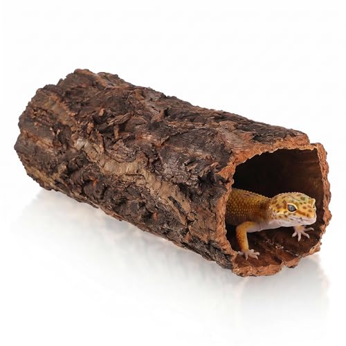 Veemoon Tree Trunk Reptile Hide Cave, Lizard Terrarium Wood Shelter Hermit Crab Climbing Sleeping Cave Natural Hollow Log for Fish Tank Gecko Bearded Dragon Snake Frog Tank Accessories, 7. 8 ×3"