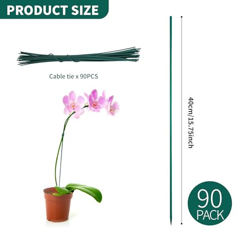 90 PCS Green Bamboo Plant Stake 16 inch Green Floral Sticks - size: 16inch