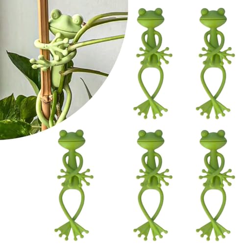 5 Pack Frog Plant Ties Cute Garden Stakes for Indoor Outdoor Plants Flexible Soft Rubber Twist Ties for Cable Organizer - size: 5P One size fits all