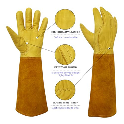 Thorn Proof Gardening Gloves, 100% Cowhide Comfortable Breathable for Rose Pruning, Cactus Handling and Gardening - size: X-Large(1 pair)