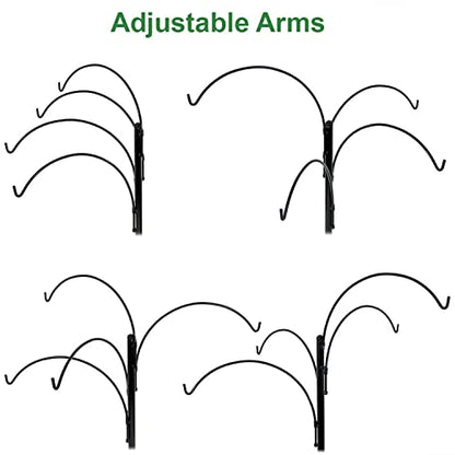 Sunnydaze 4-Arm Hanging Basket Plant Stand with Adjustable Arms - Black - 84"