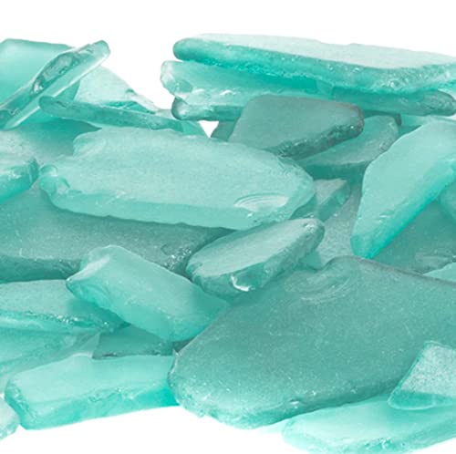 Aqua Blue Sea Glass – 55oz Beach Glass for DIY, Crafts & Décor – Vase Fillers, Coastal Decorations, Aquarium & Terrarium Filler, Nautical Home Accents, and Beach-Themed Designs - size: 55 Ounces