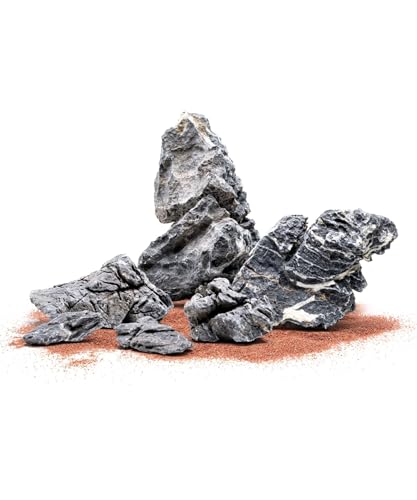 SubstrateSource Natural Aquarium Stones - Dark Bluish-Grey w/White Veins - Iwagumi Aquascaping Rocks, Freshwater Tanks, Cichlids, Betta Fish & Shrimp Tank Decorations - Blue Mountain Seiryu, 20 LB - color: Blue Seiryu, size: 20 Pounds