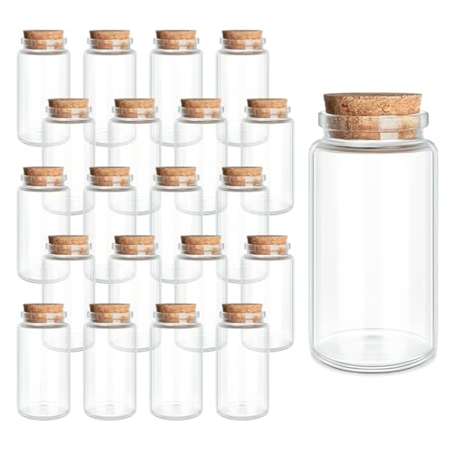 JIUYUE 21-Pack 3.38 oz (100ml) Small Glass Bottles with Cork Stoppers - color: 21pcs