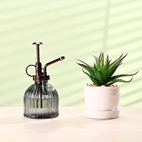 Glass Plant Mister, 6.5" Green Glass Water Spray Bottle with Gold Top Pump, Small Plant Sprayer for Indoor Outdoor Houseplants