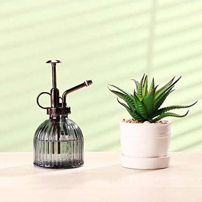 Glass Plant Mister, 6.5" Green Glass Water Spray Bottle with Gold Top Pump, Small Plant Sprayer for Indoor Outdoor Houseplants