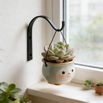 4 Pack Black Iron Wall Hooks for Hanging Plant Lanterns,Plant Hanger Fence