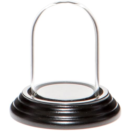 Plymor 1.85" x 2.875" Mini Glass Display Dome Cloche (Black Wood Veneer Base) - color: Black Wood Veneer Base