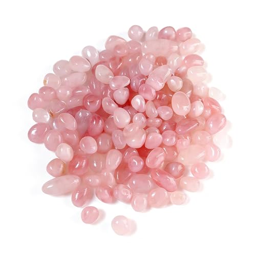 Pink Elliptical Crystal Pebbles for Plants Succulent, Vases, Home Decoration DIY Handmade Fish Tanks Vase Filler, 0.39-0.59 Inch Natural River Polished Stone Rocks for Landscaping, 1.1LB - color: Pink