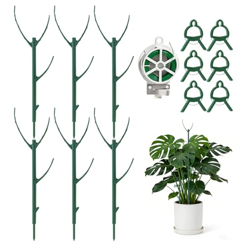 6 Pack Monstera Plant Support for Indoor & Outdoor Plants with Clips & Ties - size: 6 Pack