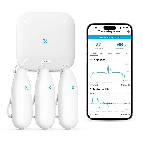X-Sense Indoor Wi-Fi Thermometer Hygrometer, 3 Sensors & Base Station - color: Round, size: 3-Pack with 1 Base Station