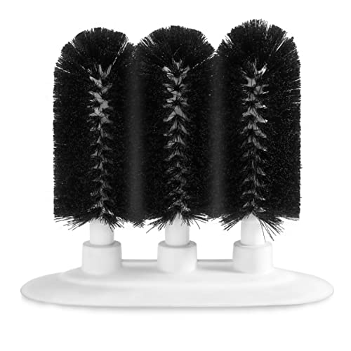 New Star Foodservice Triple Brush Bar Glass Washer with 3 Brushes and Suction Base, Non-Battery - size: 8x7x3 Inch (Pack of 1)