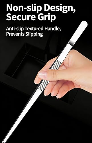 10Inch Fine-Tip Kitchen Tweezers Tongs – Extra-Long Stainless Steel Cooking Tweezers Dishwasher Safe for Grilling, Baking & Food Prep (10In Bent BBQ Tongs) - color: 10in Bent Bbq Tongs