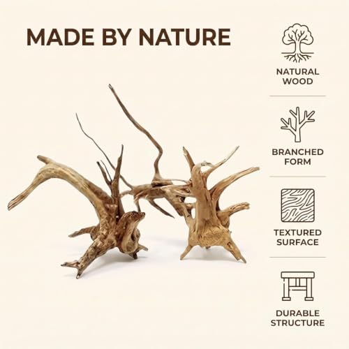Tustao Aquarium Driftwood Branches Natural Wood Reptiles Trunk Wood Fish Tank Decoration Plant Stump Ornament Landscaping, Fish Tank Decoration, 8-10cm