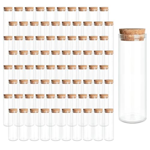 JIUYUE 80-Pack 0.61 oz (18ml) Glass Bottles & Test Tubes with Cork Stoppers | Small Glass Jars for Spell Bottles, Potion Bottles, DIY Party Favors, Travel Memories & Plant Propagation - color: 80pcs