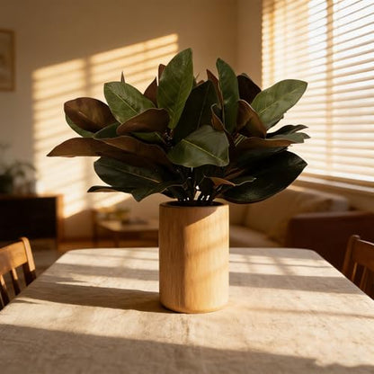 Magnolia Artificial Leaves Branches, 3D Magnolia Stem Life-Like Faux Leaves Twigs for Indoor Vase Filling Home Office Hotel Table Decor, 6 Pack, 22 Inch - size: 22inch